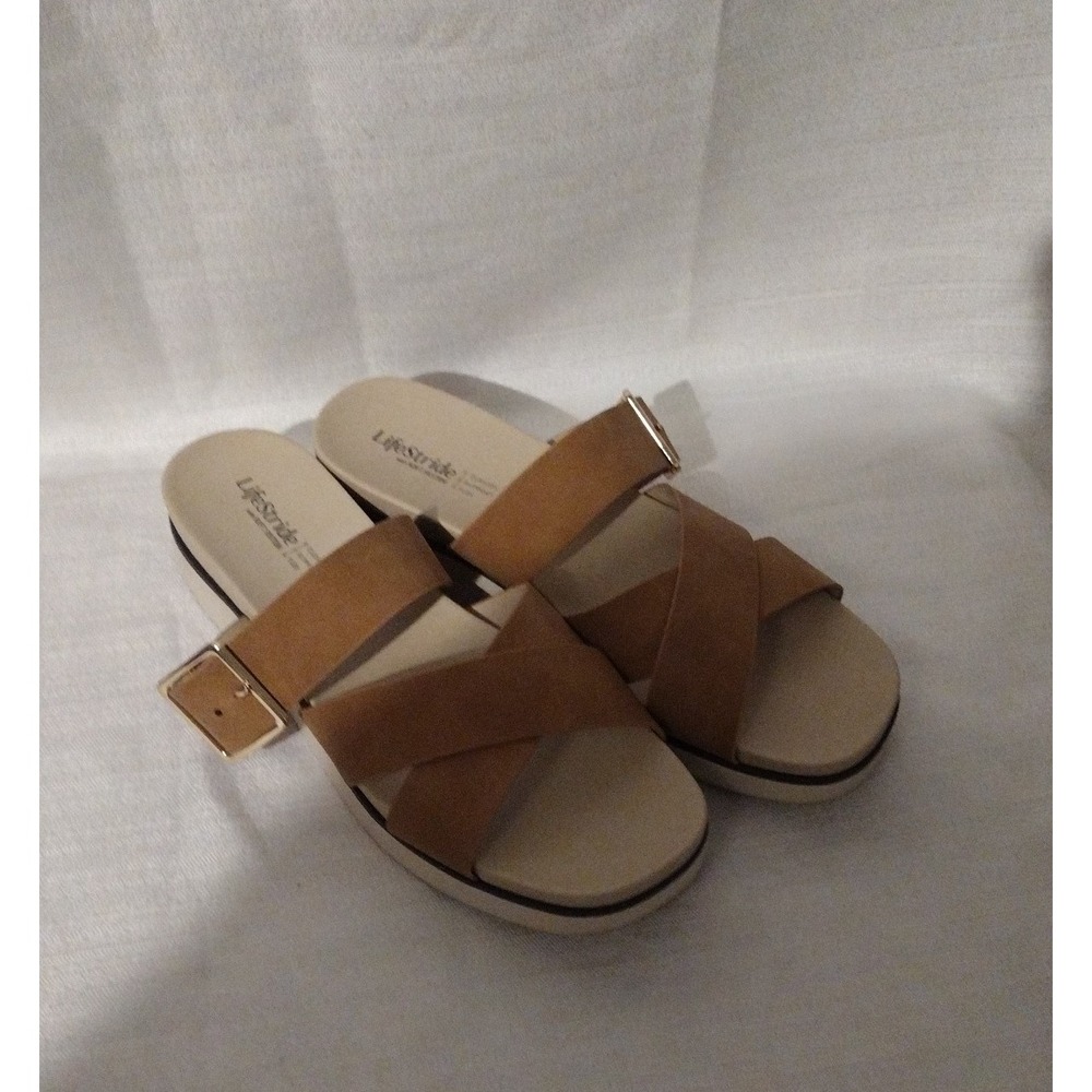 LifeStride Women's Getaway Slide Sandals Size 10 Cushion Support Flex Comfort